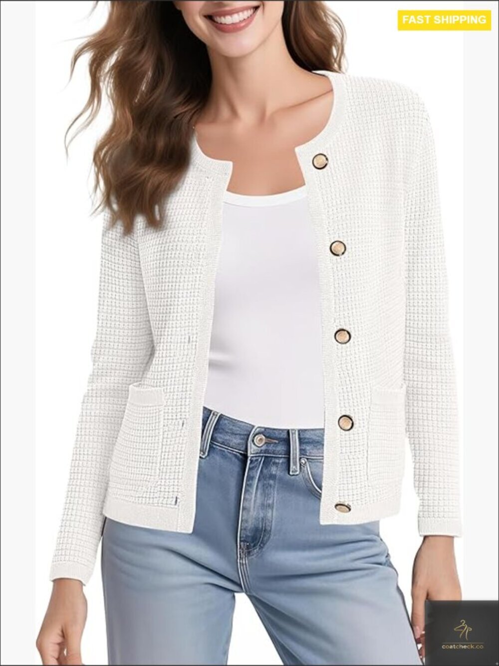 Long Sleeve Cropped Cardigan Sweater Viscose Blend Ribbed Cuffs Button Down Chic